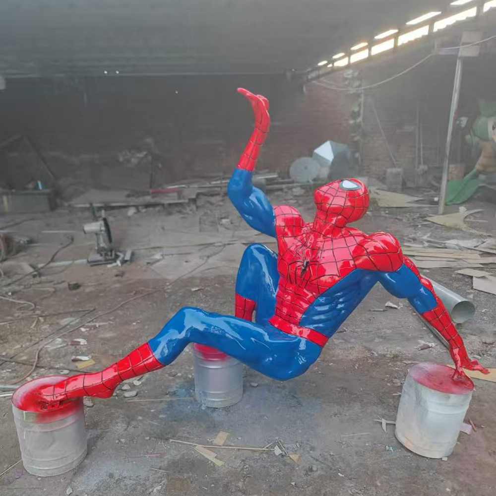 Glossy fiberglass Spiderman Statue Life Size figure