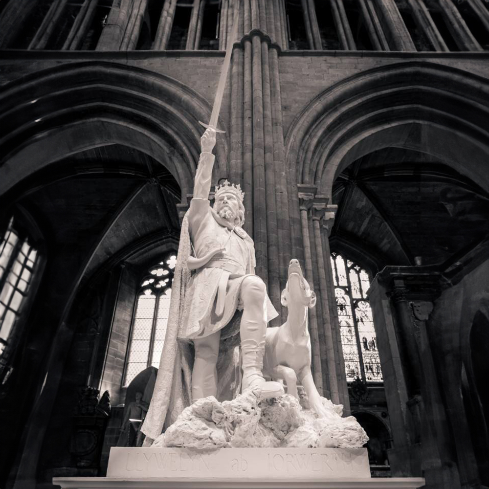 Marble Llywelyn the Great Sculpture church view