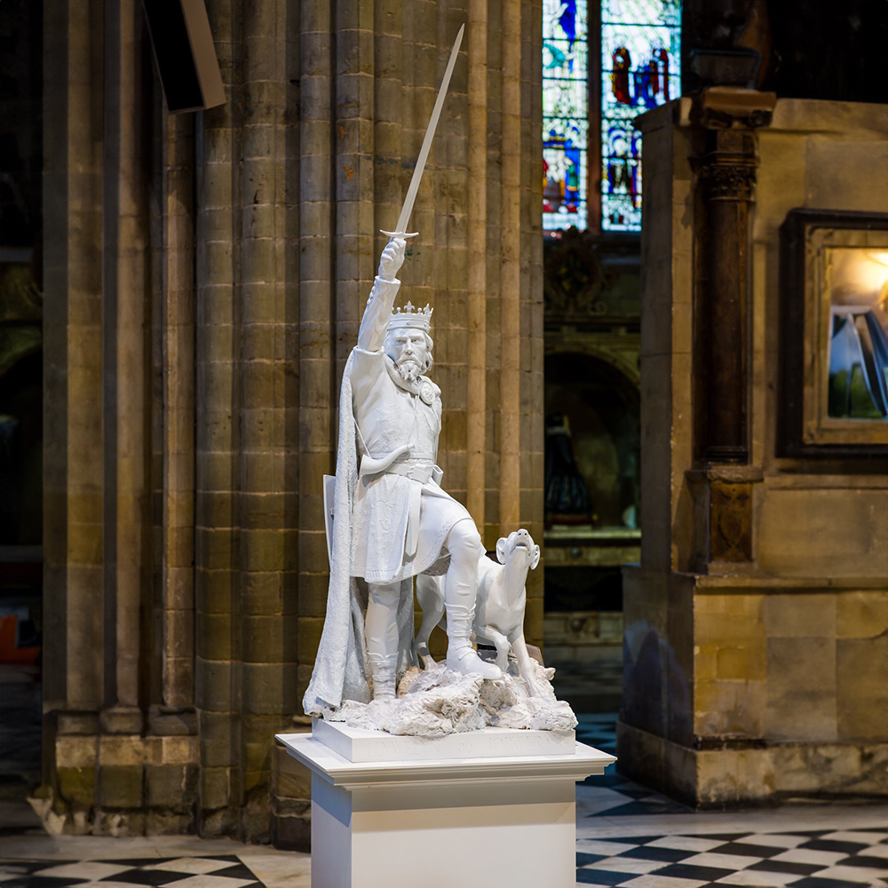 Marble Llywelyn the Great Sculpture sword pose