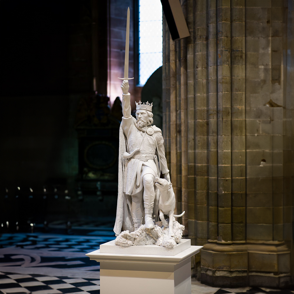 Marble Llywelyn the Great Sculpture with hound