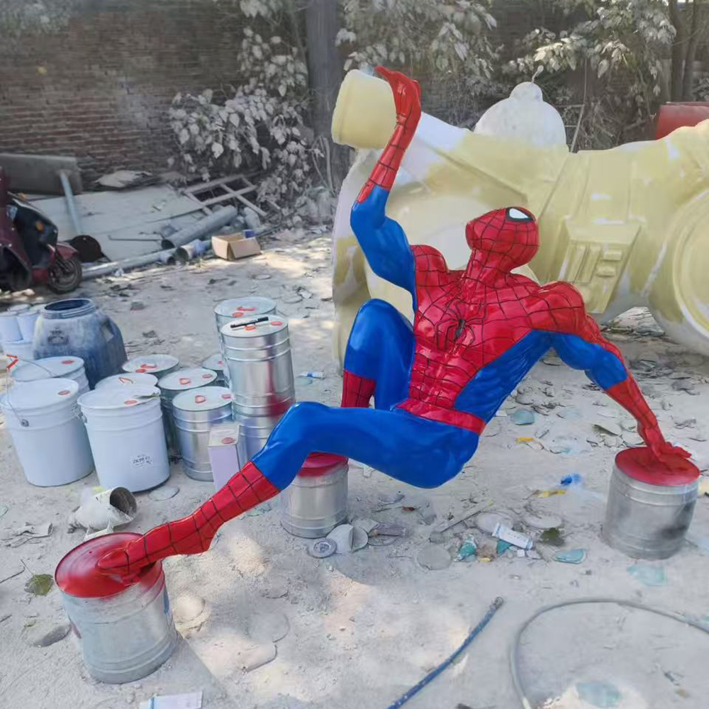 Outdoor fiberglass Spiderman Statue Life Size display