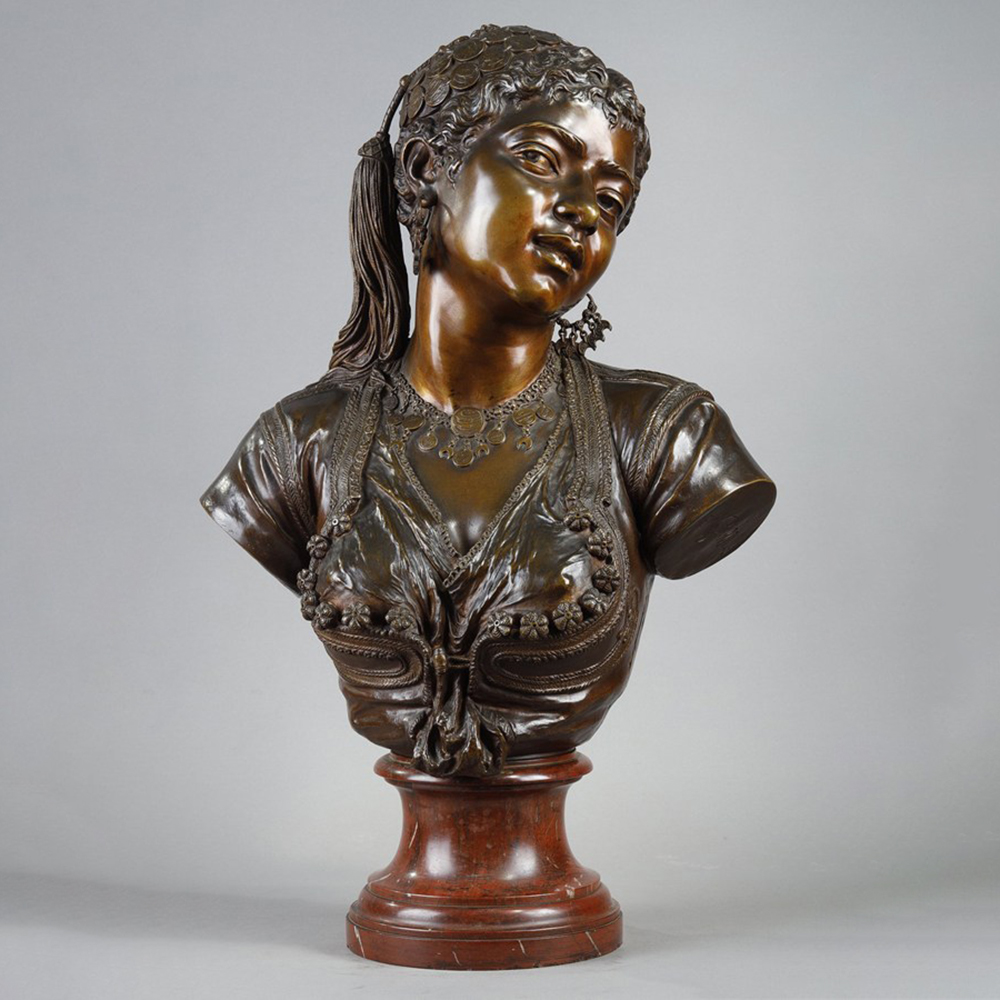 Portrait Bust of a Woman with ornate jewelry details