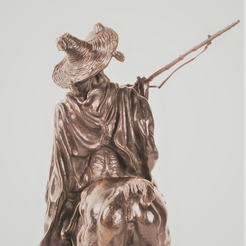 Rear view Bronze Horse and Rider statue