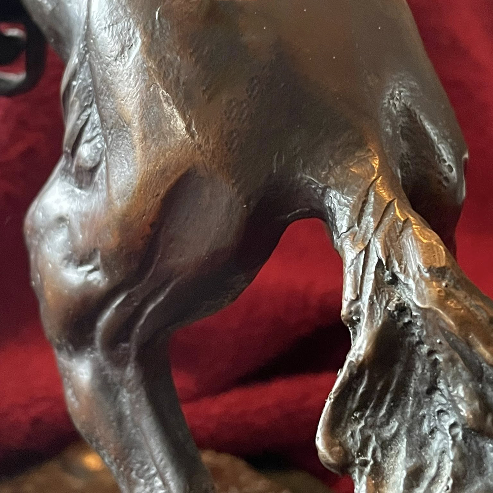 The Bronco Buster Statue bronze horse detail