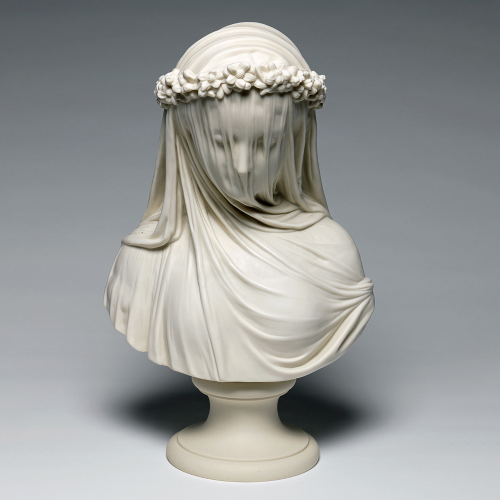 Veiled Lady Marble Bust floral crown