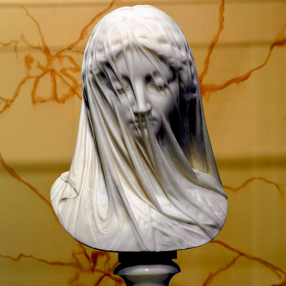 Veiled Lady Marble Bust soft face veil