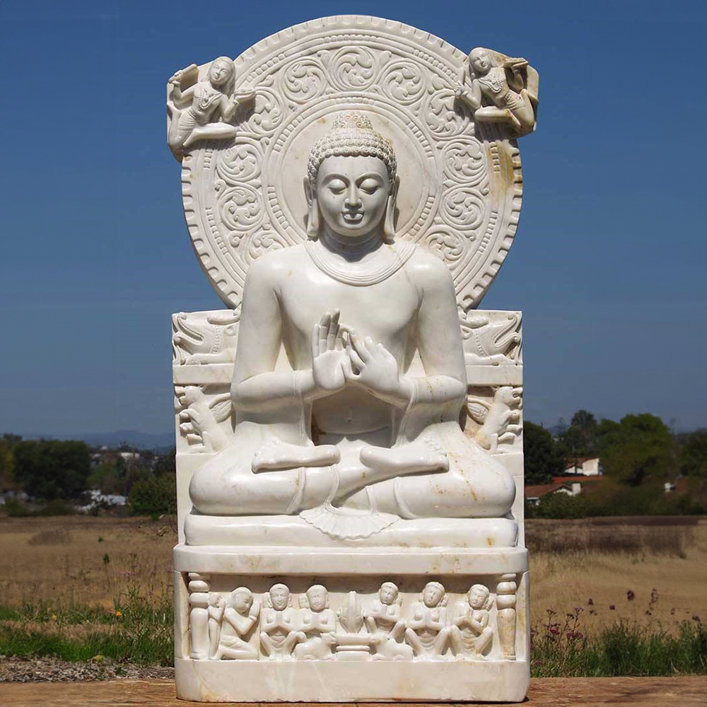 White marble Buddha Sarnath Statue outdoor