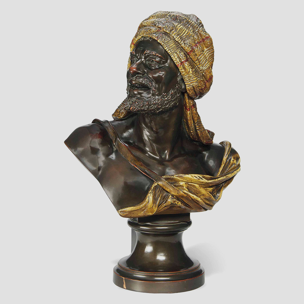 bronze African Male Bust with turban detail