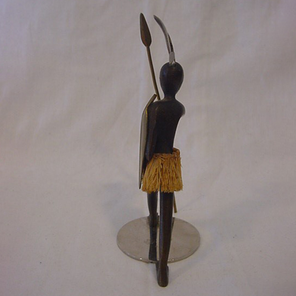 bronze African Warrior Sculpture back pose display