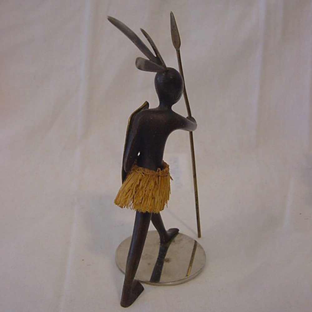 bronze African Warrior Sculpture back