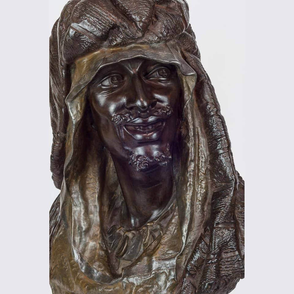 bronze Arab Bust with turban close-up