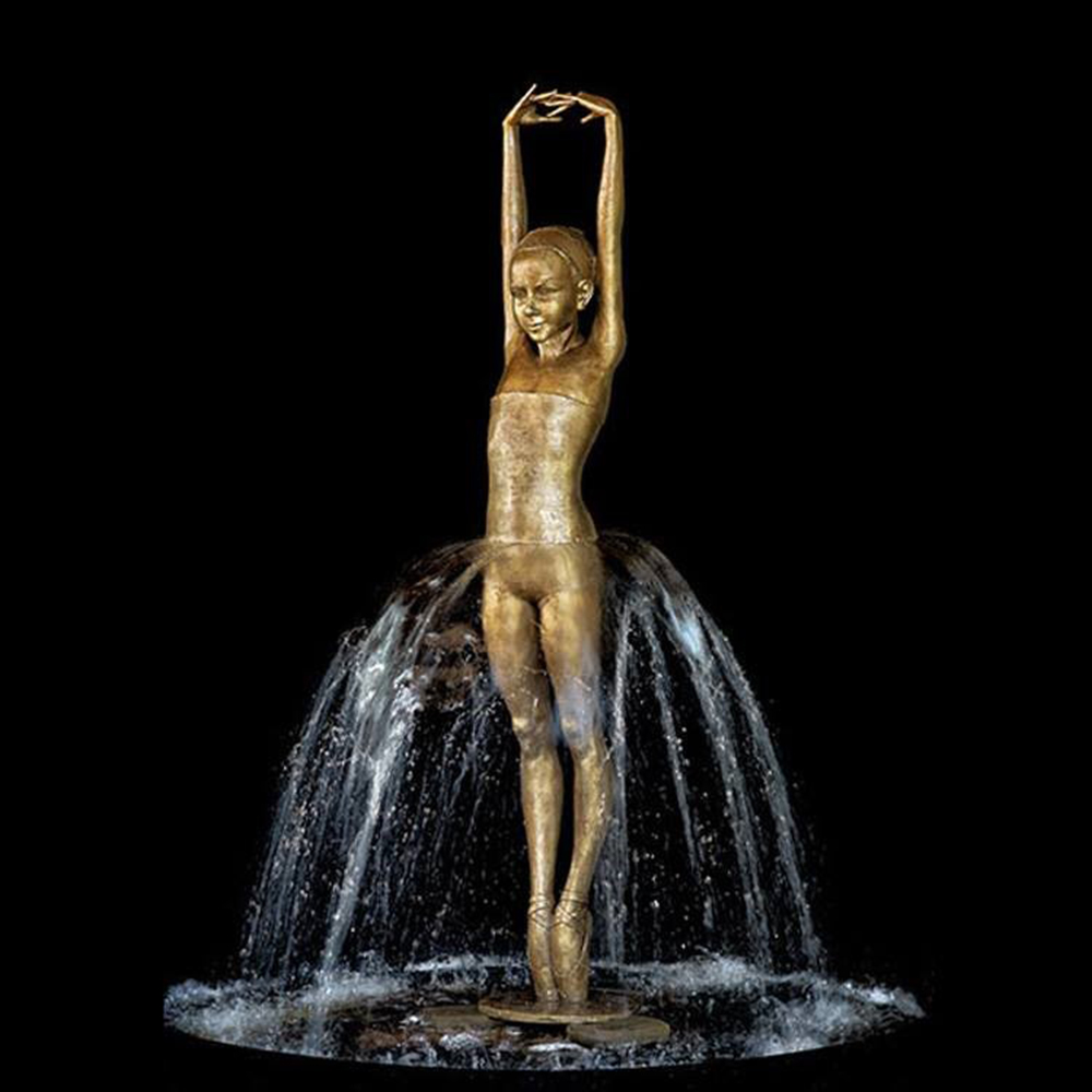 bronze Ballerina Water Fountain front display for garden