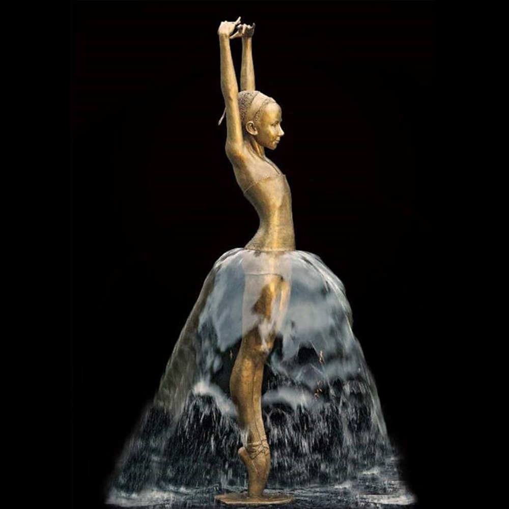 bronze Ballerina Water Fountain side view