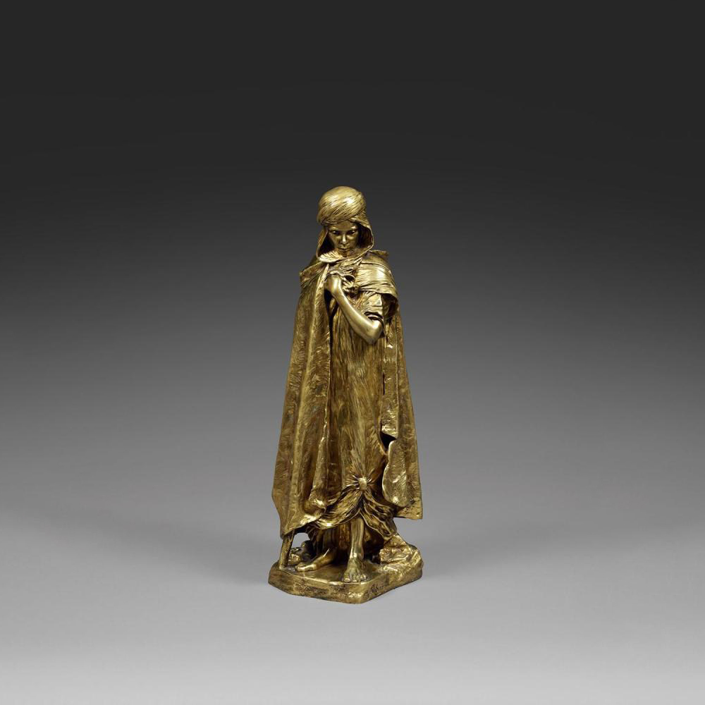 bronze Berber Girl Statue in cloak