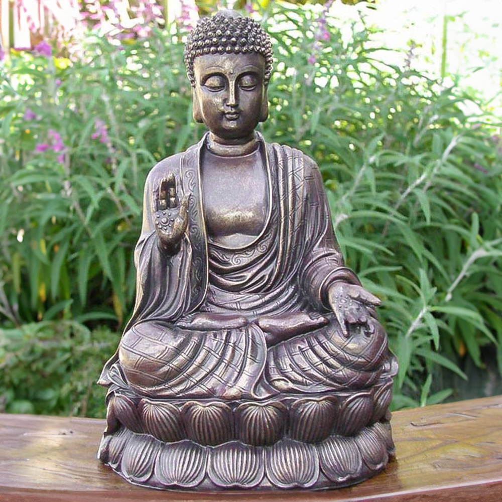 bronze Buddha Abhaya Mudra Statue on lotus