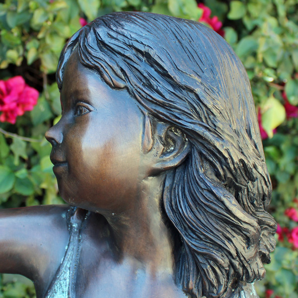 bronze Girl on Turtle Statue head detail