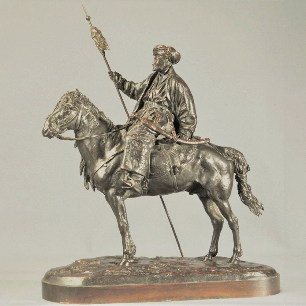 bronze Sculpture Horse and Rider with Afghan figure