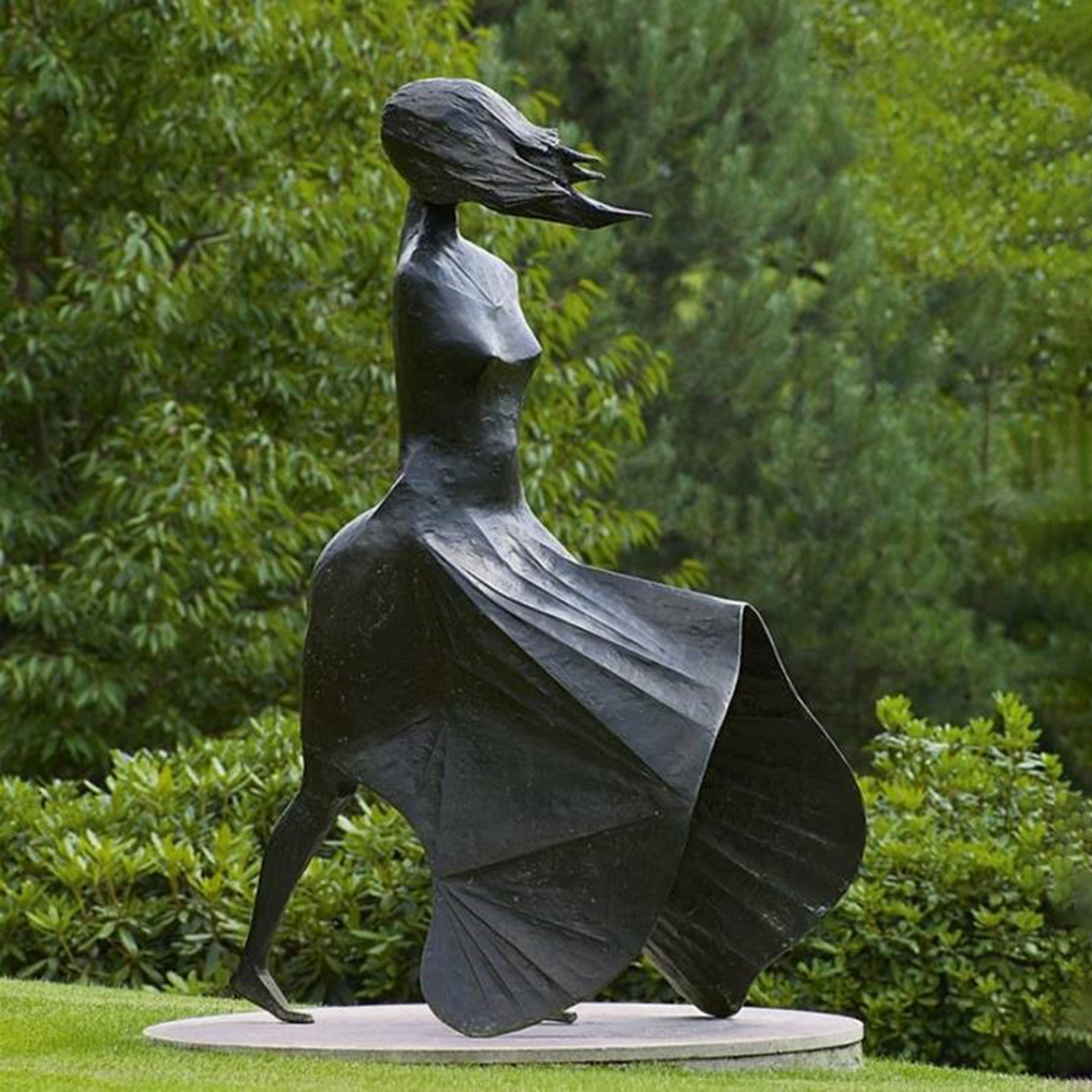 bronze Wind Woman Sculpture garden side view