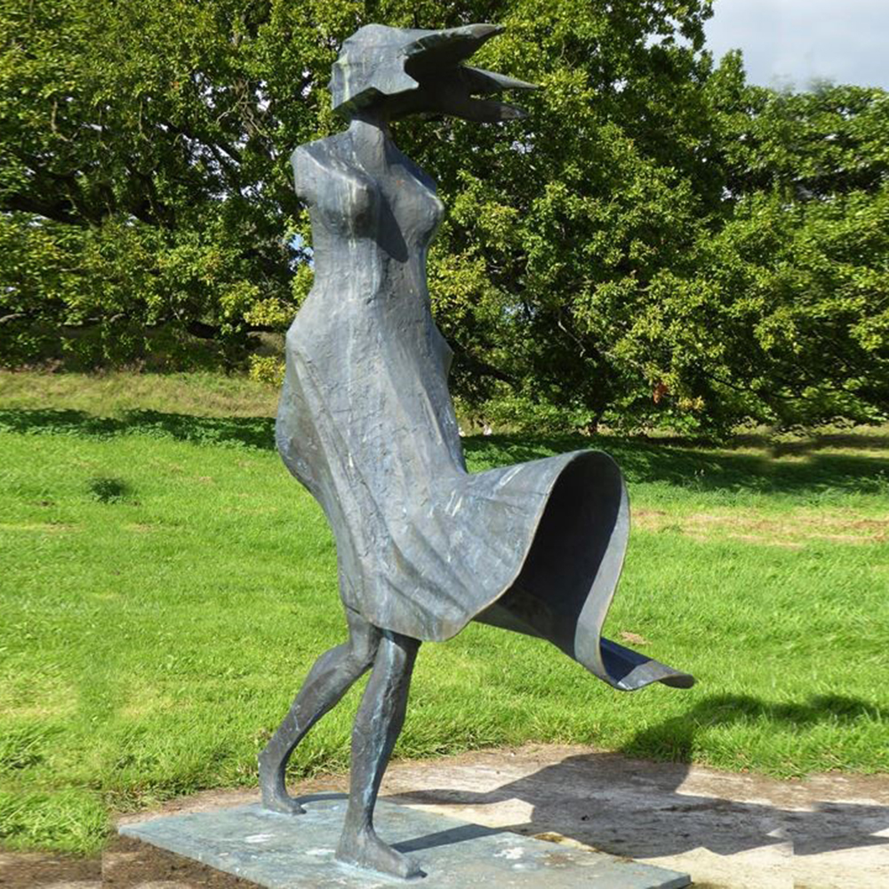bronze Wind Woman Sculpture high wind pose