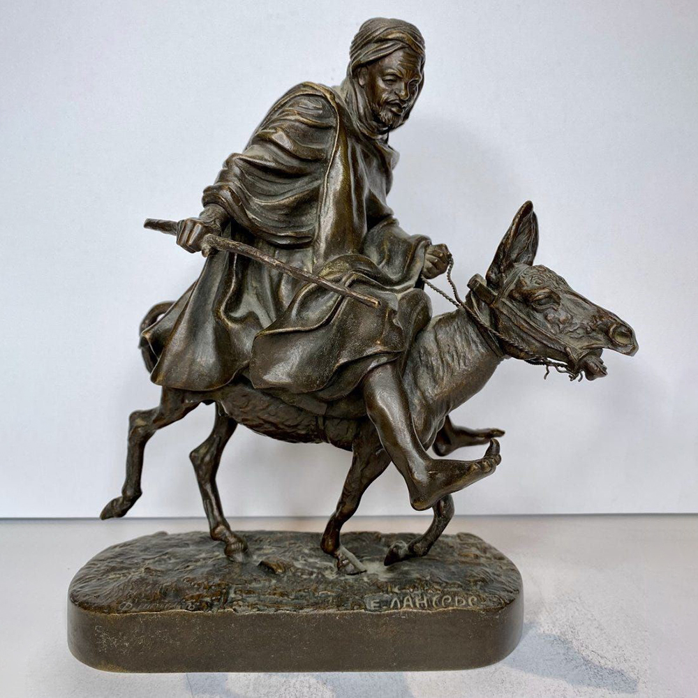 bronze arab man Peasant on donkey statue