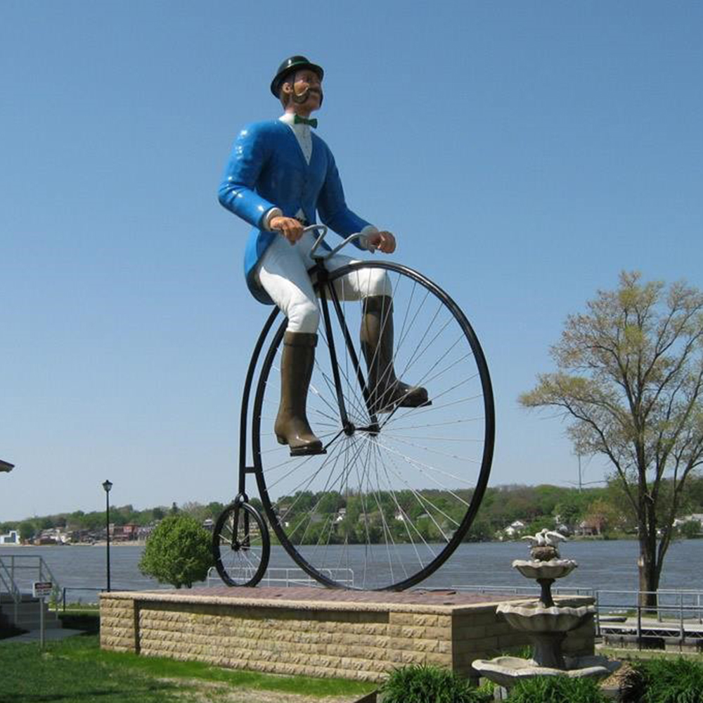 fiberglass Will B Rolling Statue riverside view