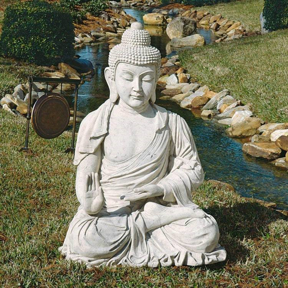 marble Abhaya Buddha Statue garden pose