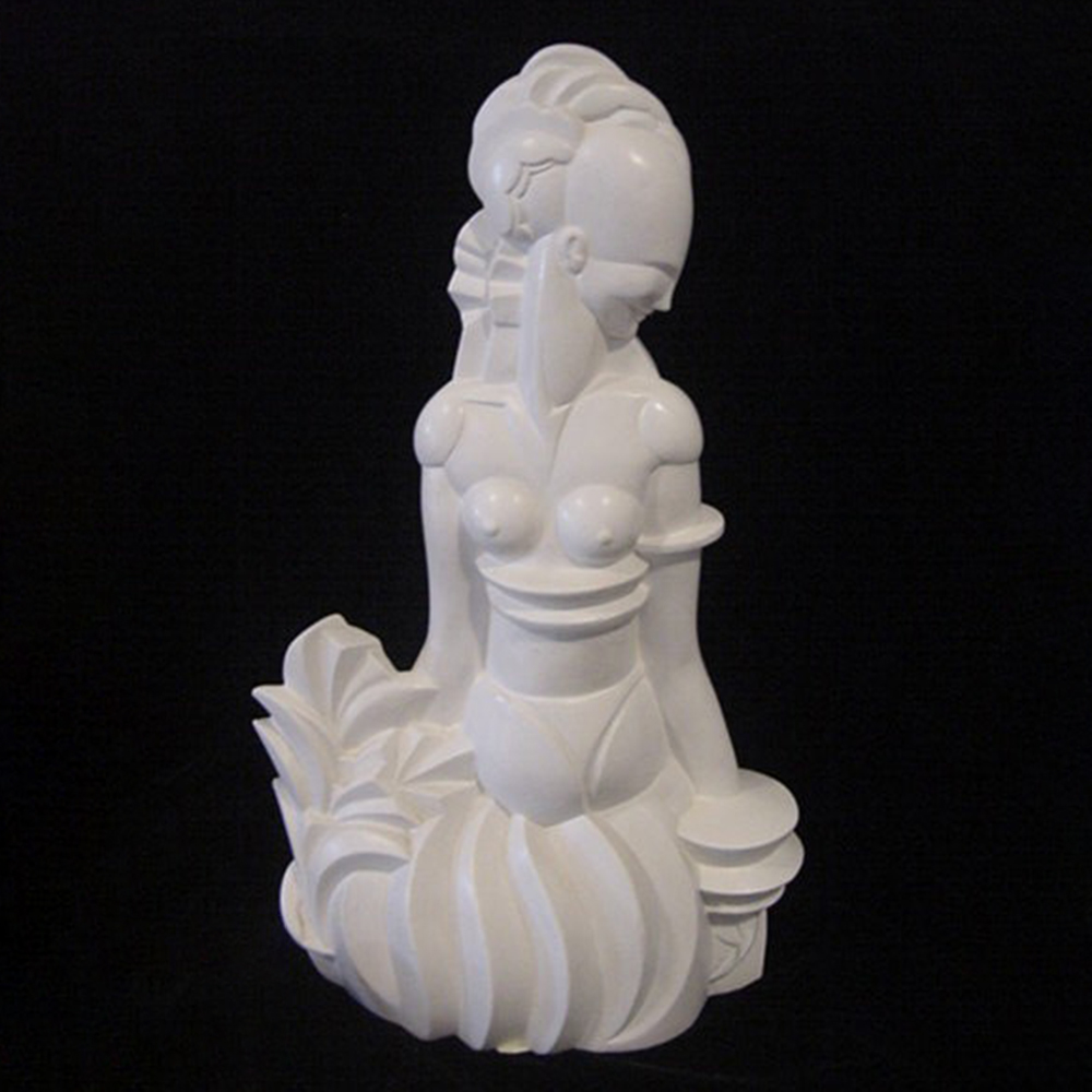 marble Cubism Art Sculpture female figure front view