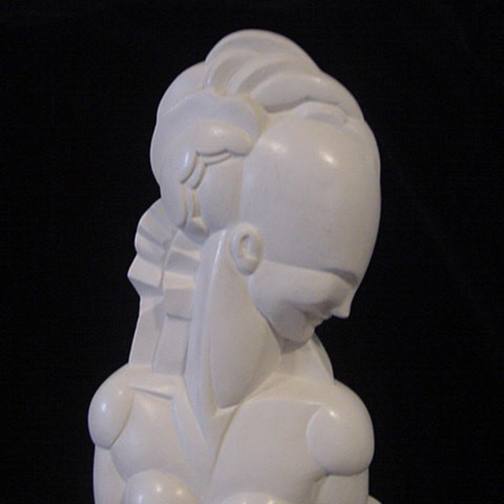 marble Cubism Art Sculpture head and headdress detail