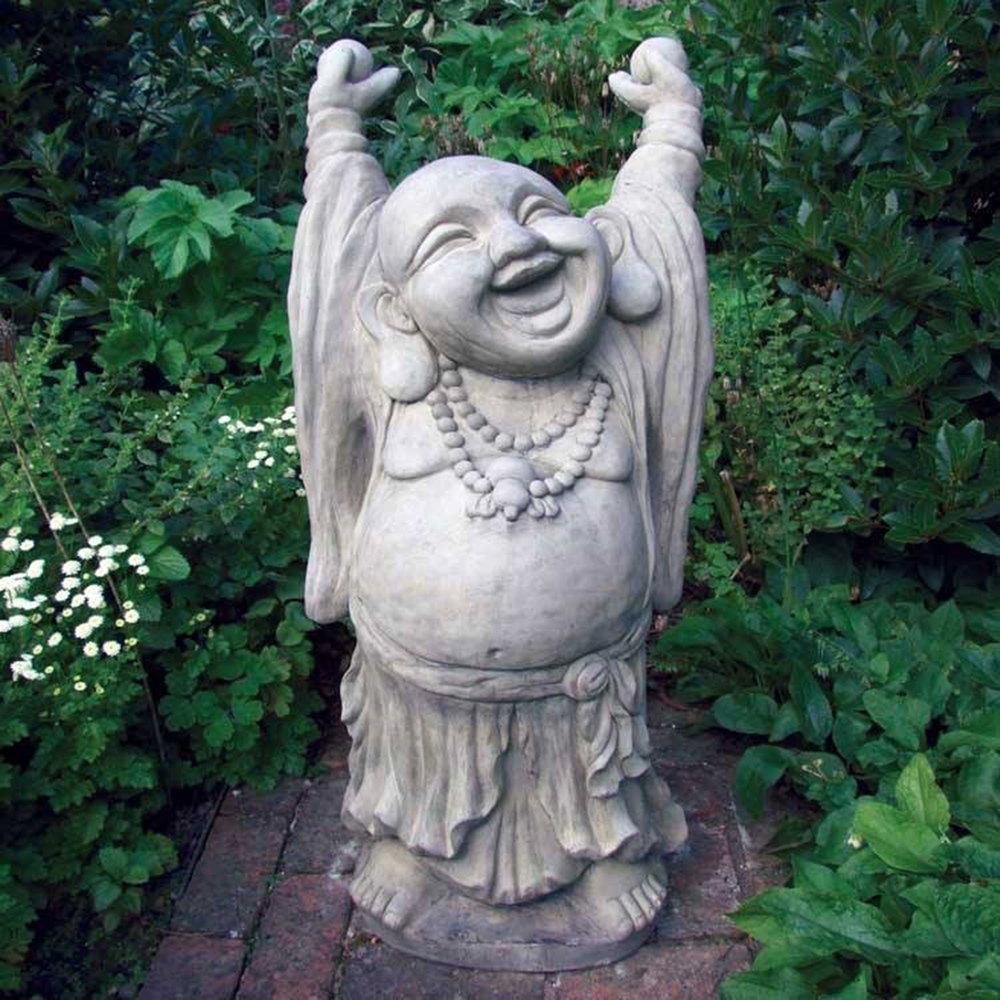 marble Fat Buddha Garden Statue hands up
