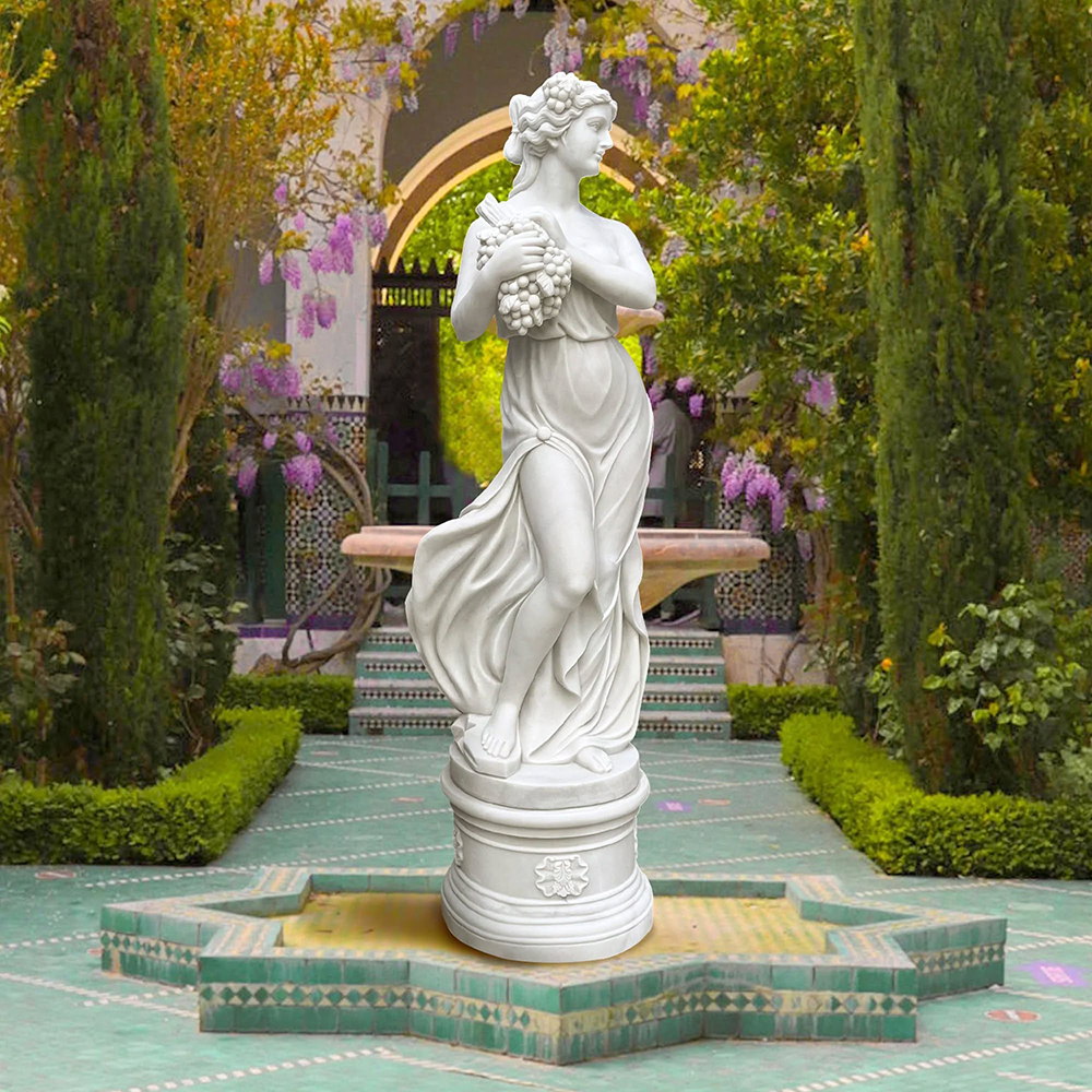 marble Harvest Goddess Statue with grapes