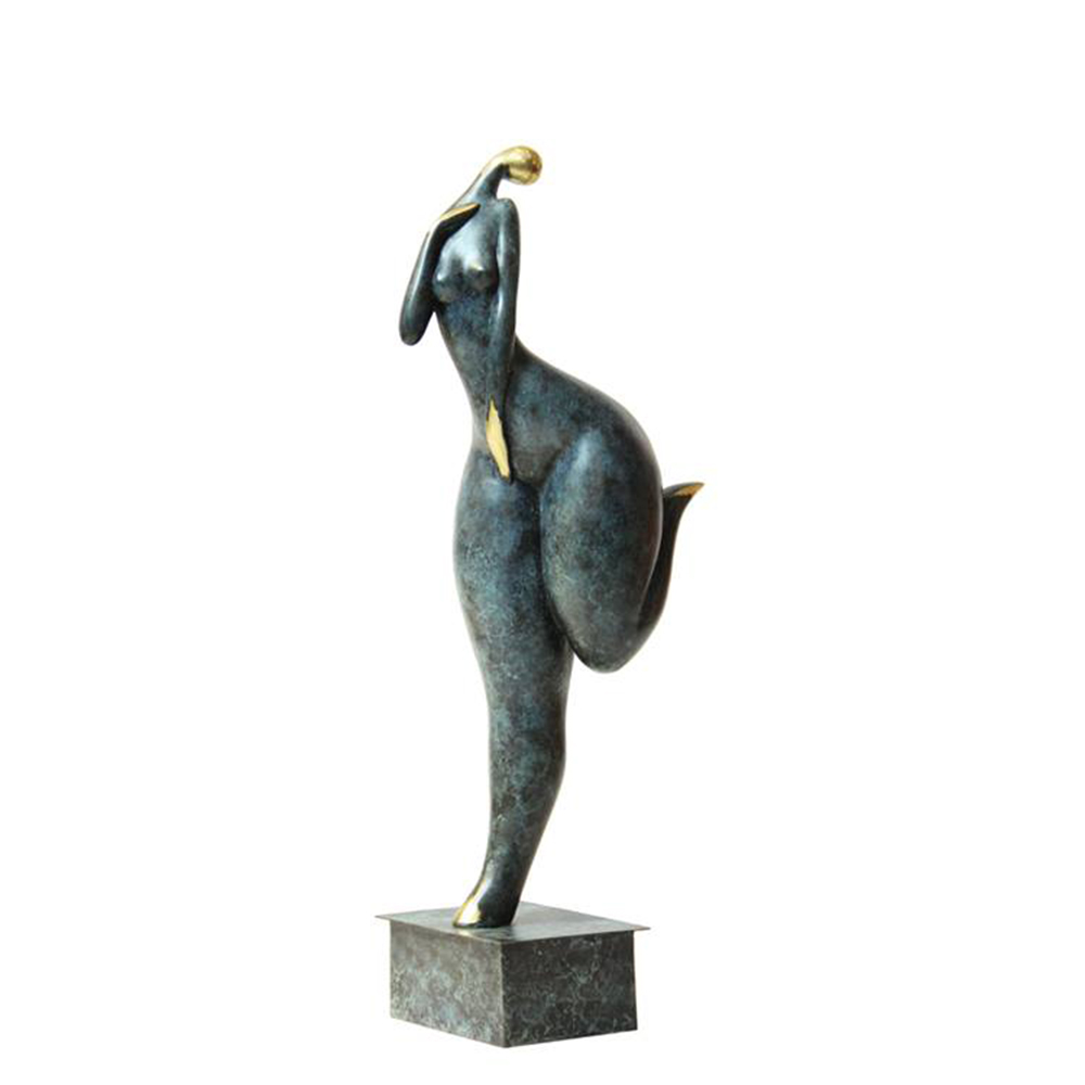 modern woman sculpture one leg up pose