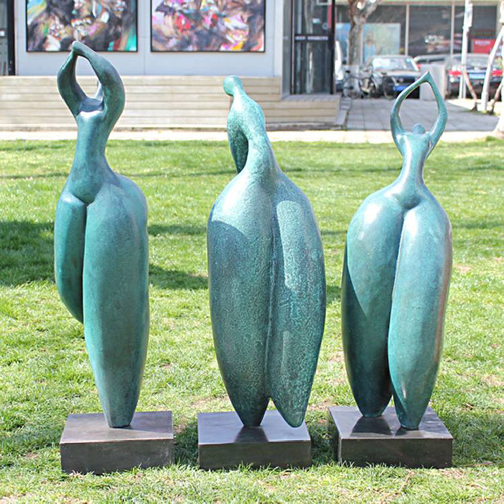 modern woman sculpture one leg pose