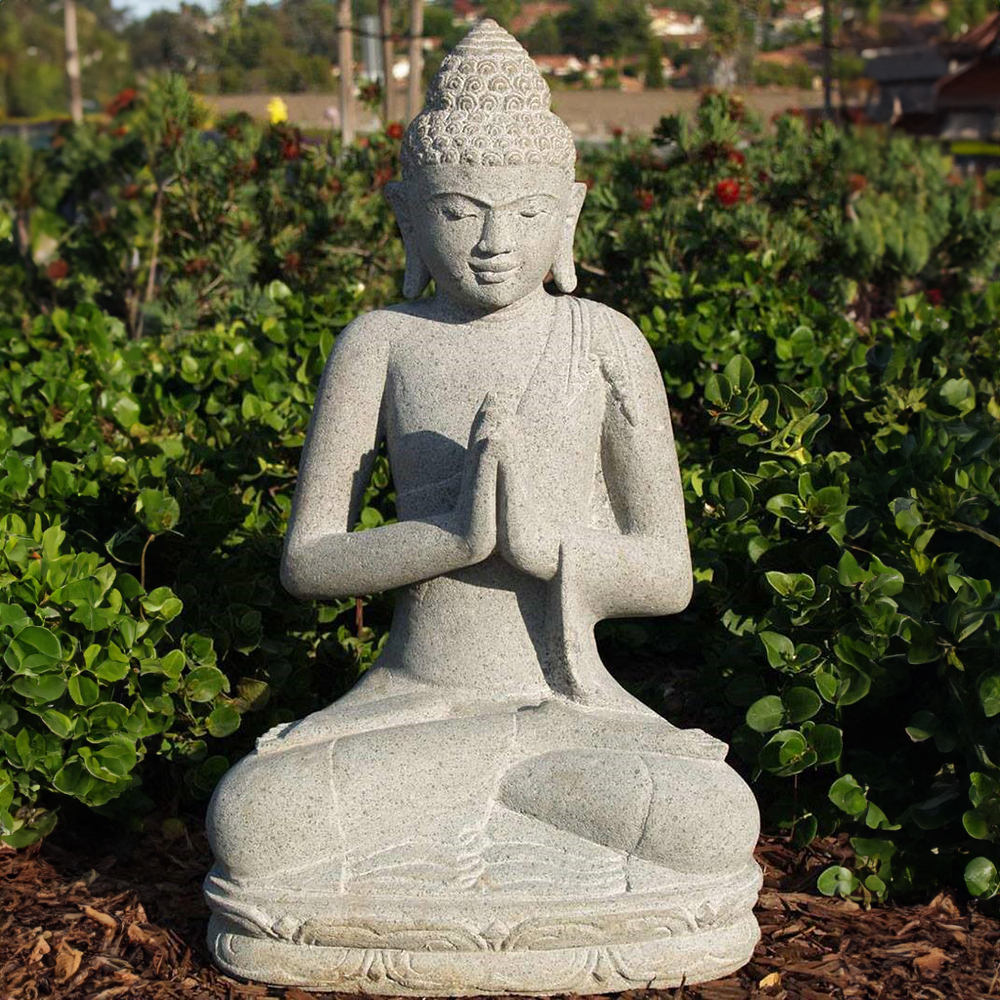 stone Anjali Mudra Buddha garden statue