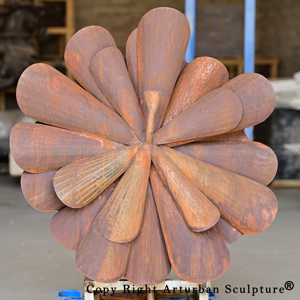 4 Corten Steel Pinecone Sculpture End Detail