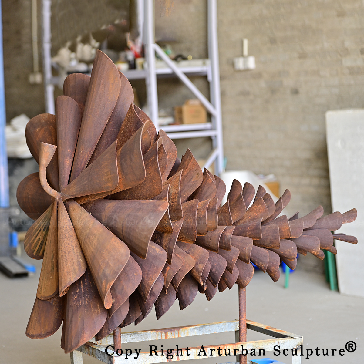 Large Metal Pine Cones statue with Metal Scales