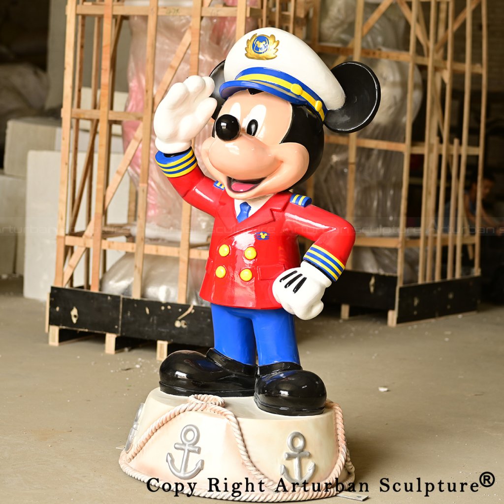 4 Fiberglass captain sculpture with nautical anchor base