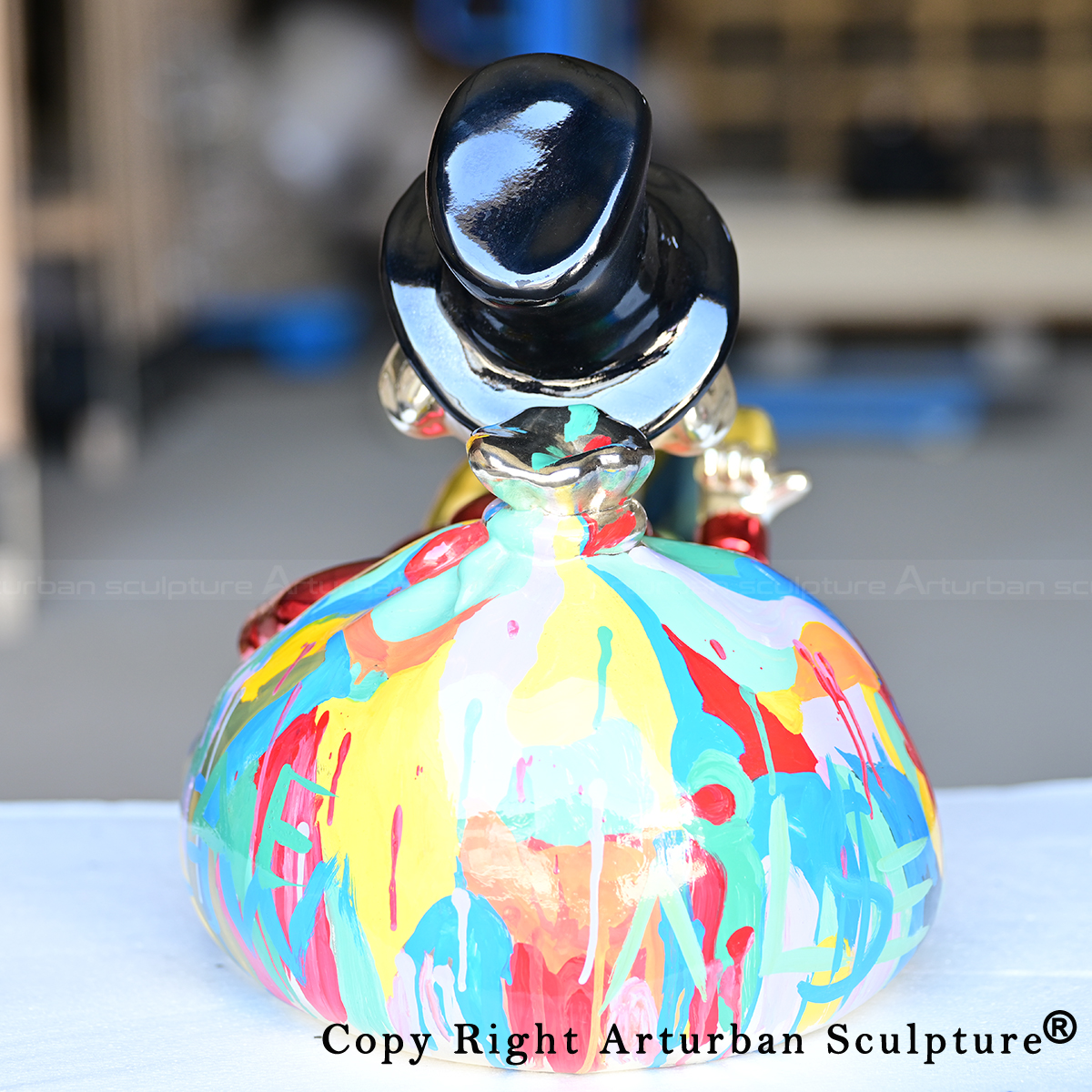 Uncle Scrooge Statue colorful money bag statue