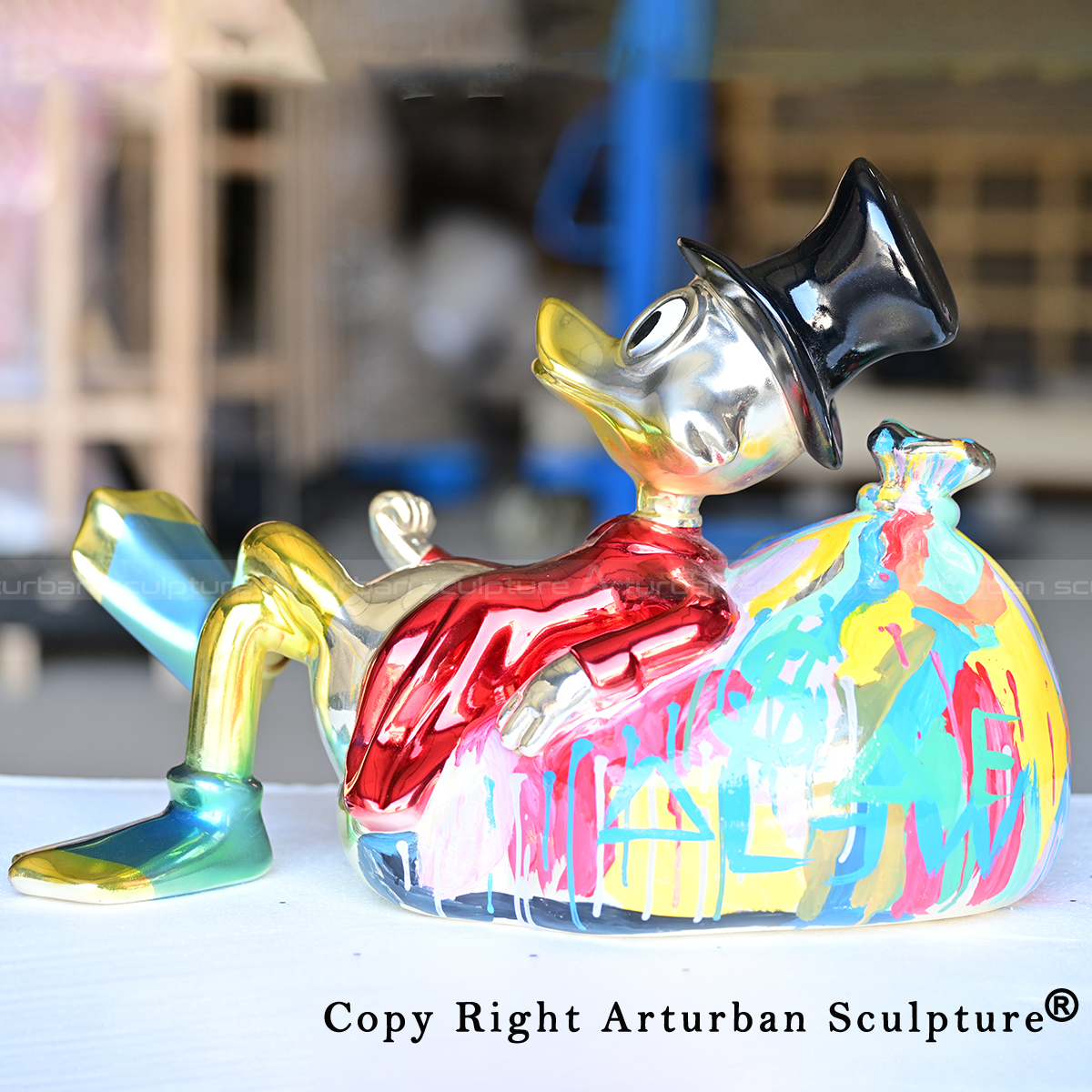 Uncle Scrooge Statue painted bronze collectible statue