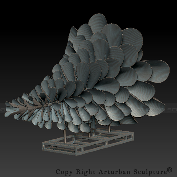 5 Pine Cone Statue angled 3D design