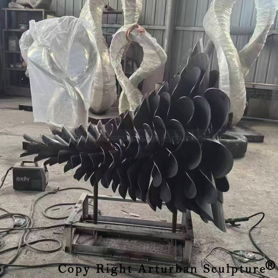 5 Pine Cone Statue during metal assembly