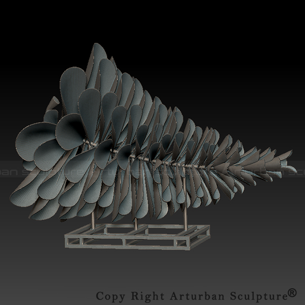 5 Pine Cone Statue reverse side model