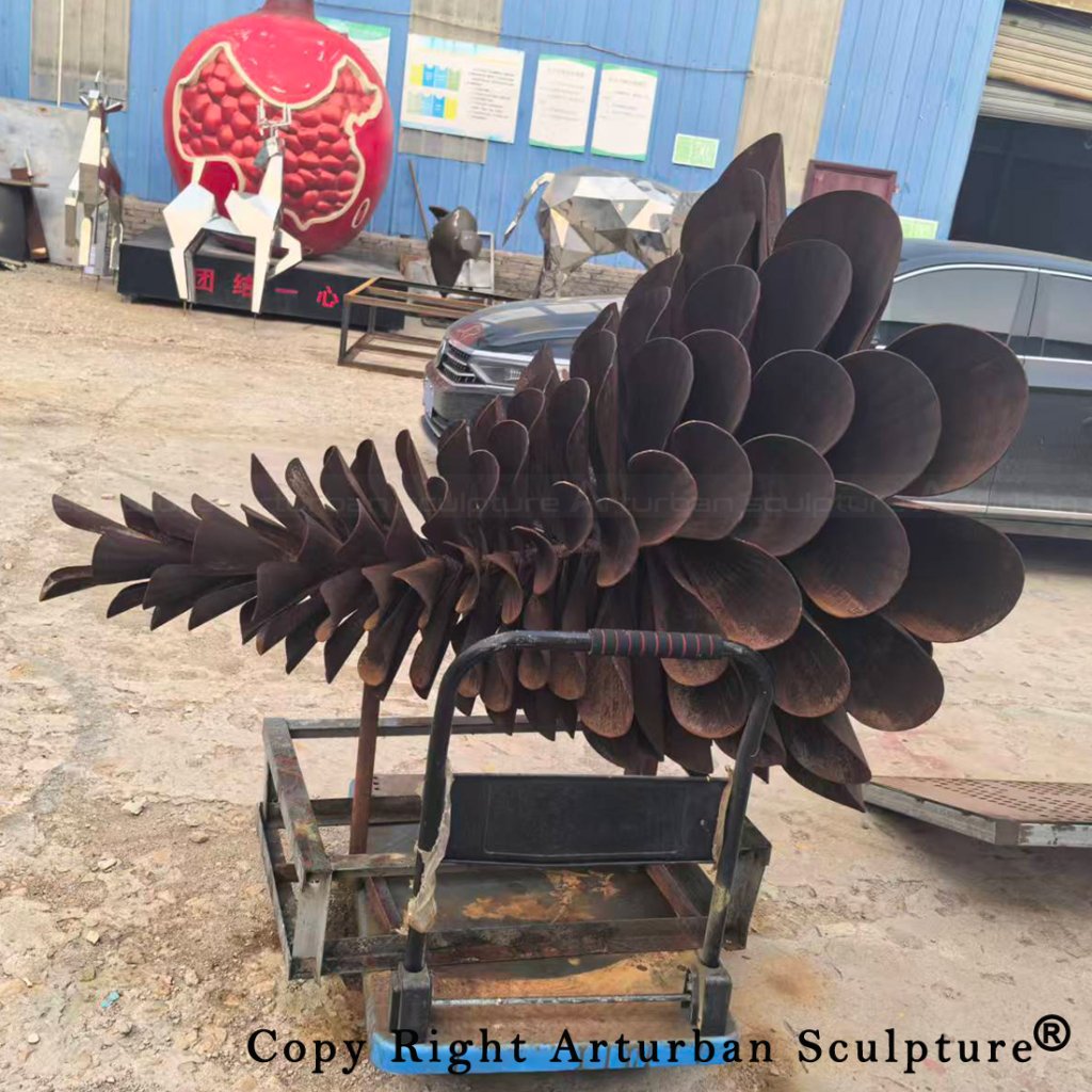 5 Pine Cone Statue with curved scales
