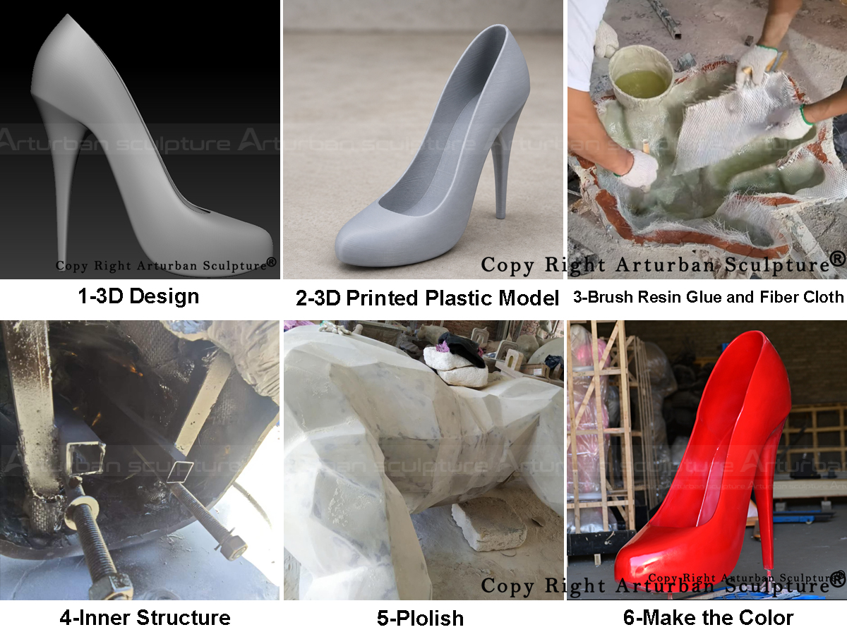 Production Process of fiberglass Stiletto Sculpture
