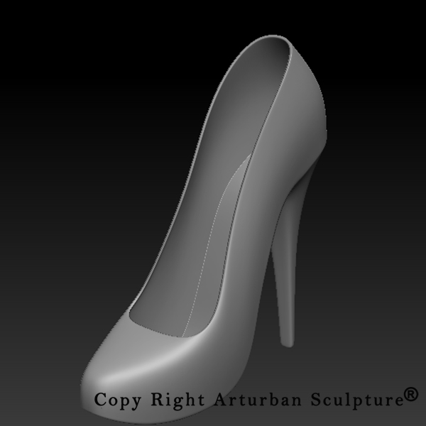 5 Sculpture Heel Shoes Front Perspective Model