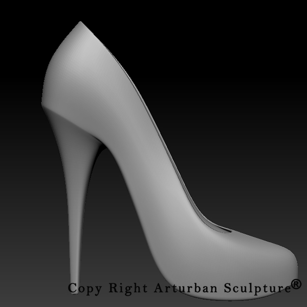 5 Side View Sculpture Heel Shoes 3D Model