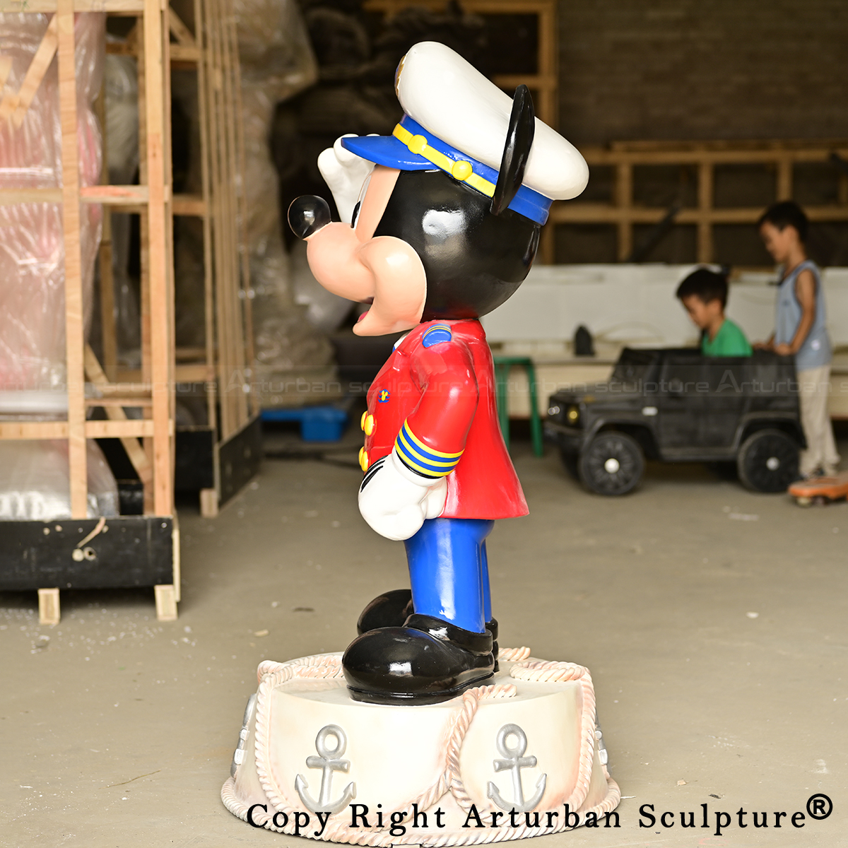 Captain Mickey Statue Art side profile outdoors