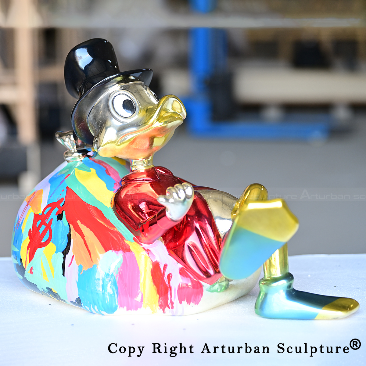 Scrooge Statue glossy metallic character statue