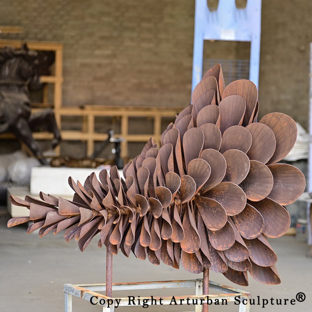 7 Large Corten Steel Pine Cone outdoor statue