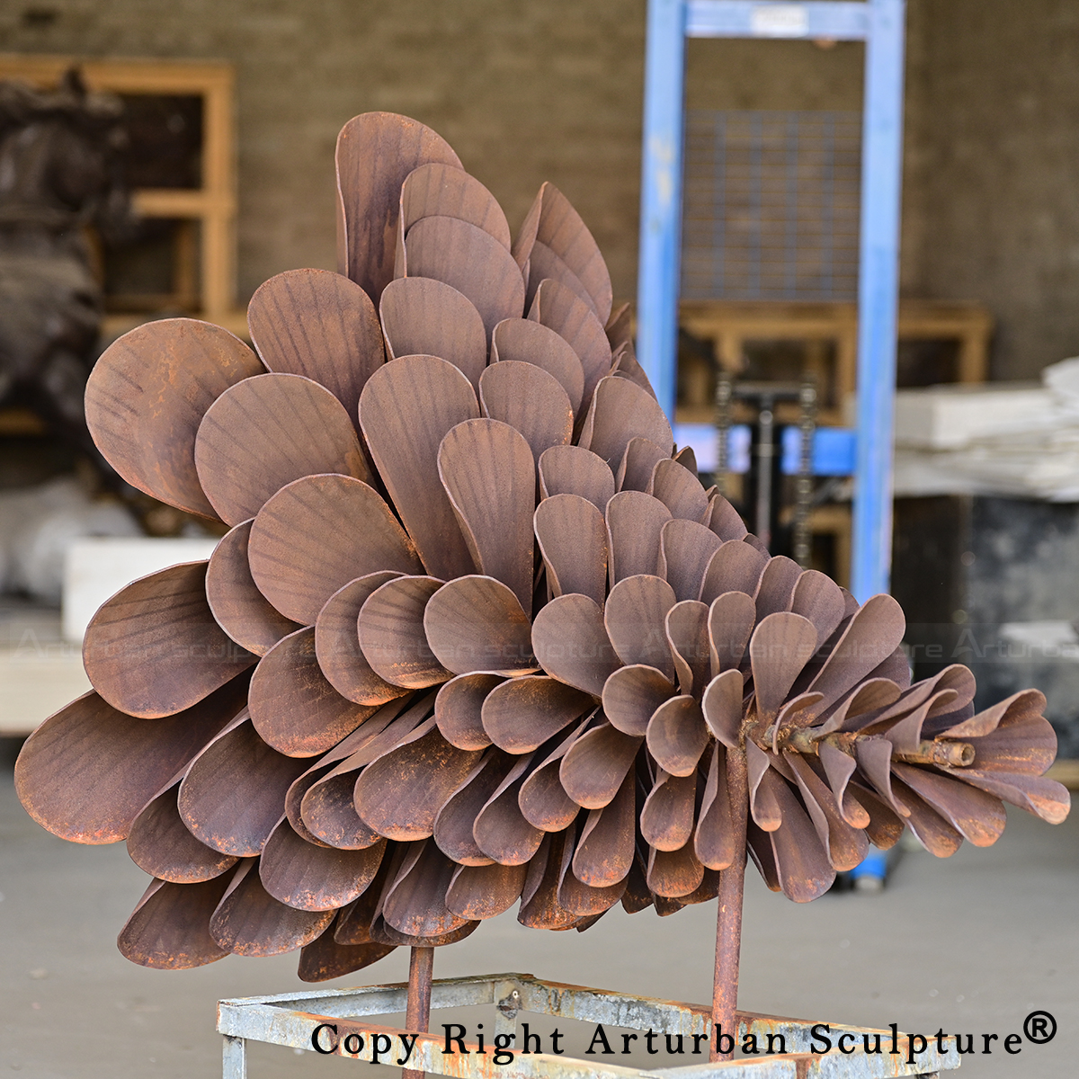 8 Pinecone Sculpture with Overlapping Metal Scales