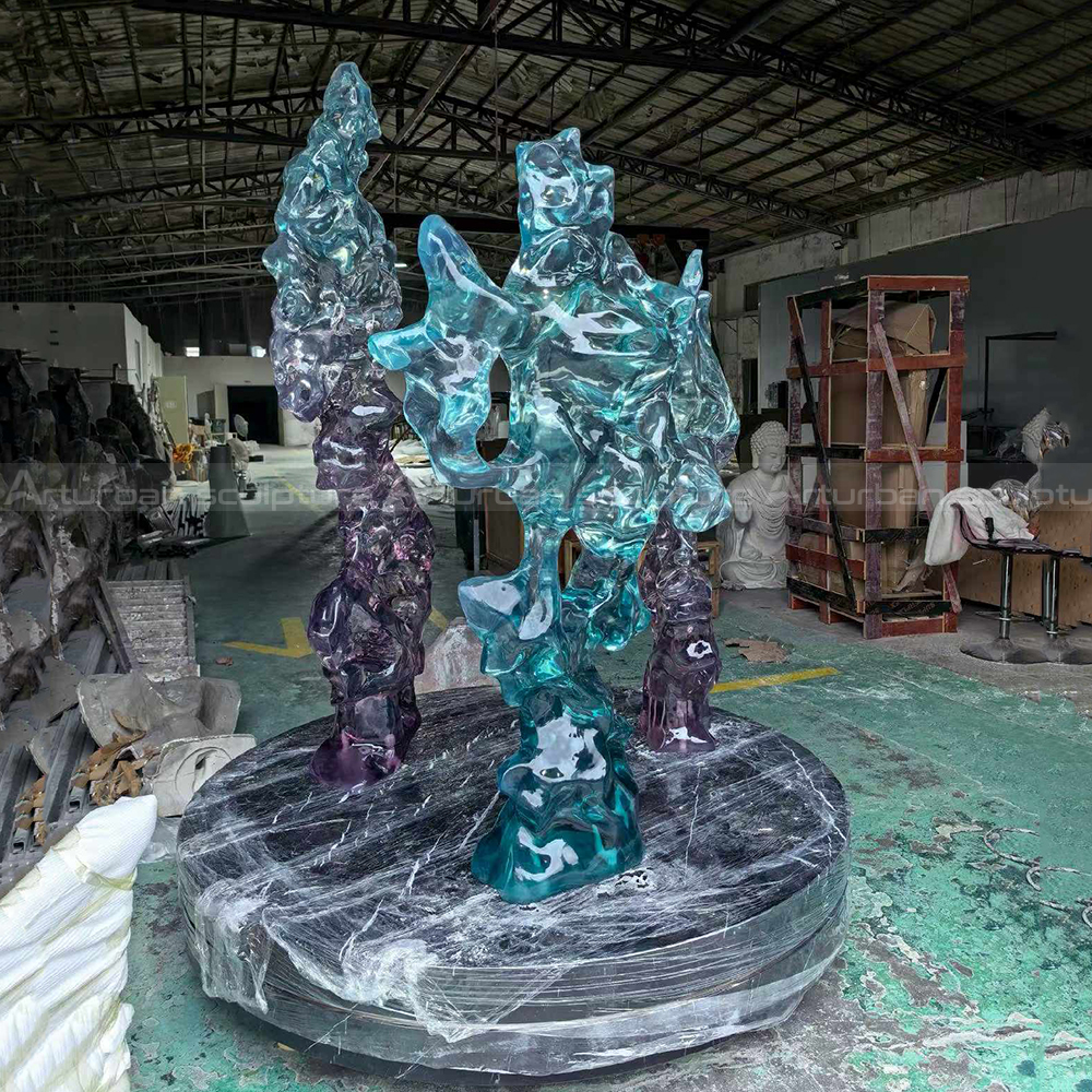 Abstract Resin Sculpture with crystalline rock forms